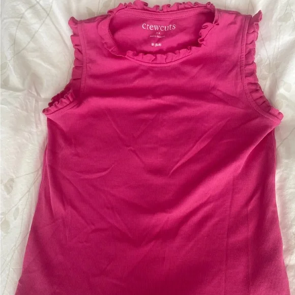 Crewcuts Bright Pink Ribbed Ruffle Tank - Picture 2 of 3